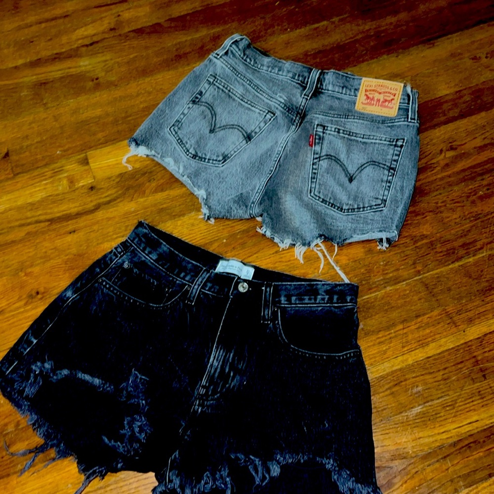 Pair of black jean shorts womens